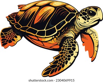 A Sea Turtle_ Vector Logo Vector Art