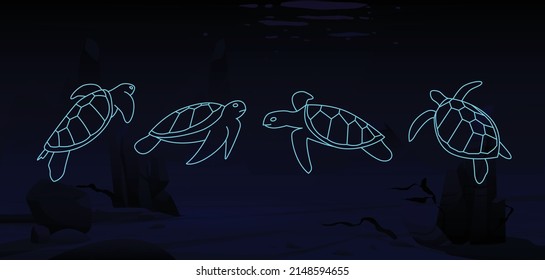sea turtles minimalist isolated logos vector illustration 