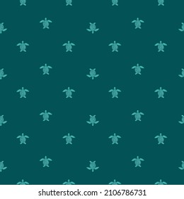 Sea turtles seamless pattern. Cute marine turtle in doodle style. Beautiful animals texture for fabric, wrapping paper, wallpaper, tissue, illustration.