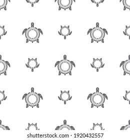 Sea turtles seamless pattern. Polynesian tribal pattern. Vector 