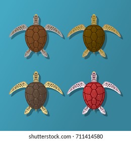 sea turtles set, vector illustration
