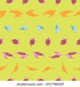 Sea turtles vector repeat pattern-06