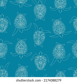 Sea turtles vector seamless pattern