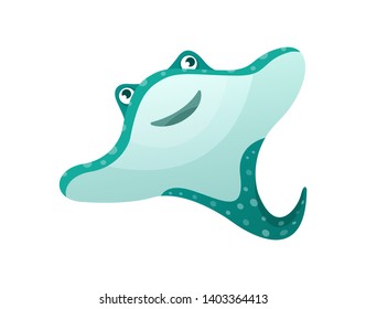Sea underwater life. Aquarium cartoon stingray ocean sea animals for games. Stingray animals isolated vector illustration