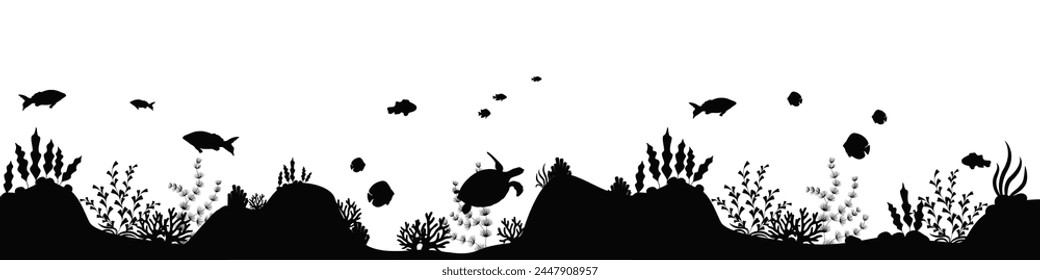 Sea underwater silhouette background vector illustration