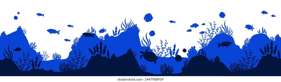 Meer Unterwasser Silhouette Hintergrund Vektorillustration