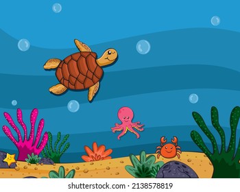 sea ​​creatures underwater sea turtle
