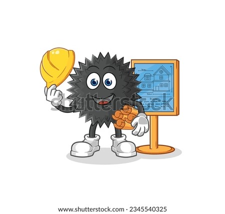 the sea urchin Architect illustration. character vector