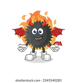 the sea urchin demon with wings character. cartoon mascot vector