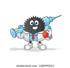 The Sea Urchin Doctor Holding Medichine And Injection