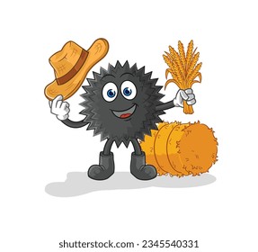 the sea urchin farmer mascot. cartoon vector