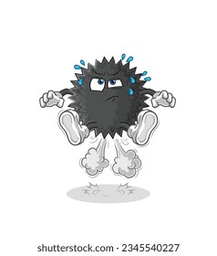 the sea urchin fart jumping illustration. character vector