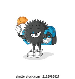 the sea urchin goes to school vector. cartoon character