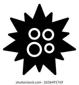 Sea urchin Icon Flat outline fill black and white