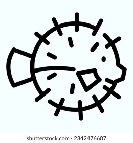 Sea urchin line icon. Hedgehog fish illustration isolated on white. Marine urchin outline style designed for and app. Eps 10.