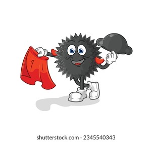 the sea urchin matador with red cloth illustration. character vector