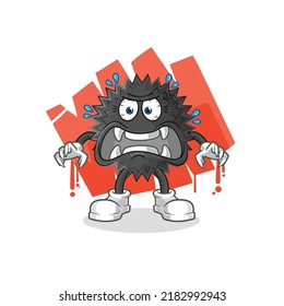 the sea urchin monster vector. cartoon character