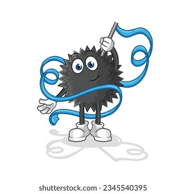 the sea urchin Rhythmic Gymnastics mascot. cartoon vector