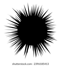 Sea urchin silhouette. Image of a black sphere with long spikes.