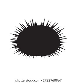 Diseño de ilustración plana de Vector de silueta de erizo de mar sobre fondo blanco