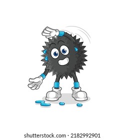 the sea urchin stretching character. cartoon mascot vector