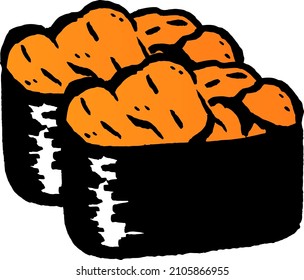 Ilustración vectorial aislada del erizo marino Sushi.