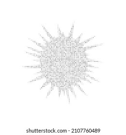 The sea urchin symbol filled with black dots. Pointillism style. Vector illustration on white background