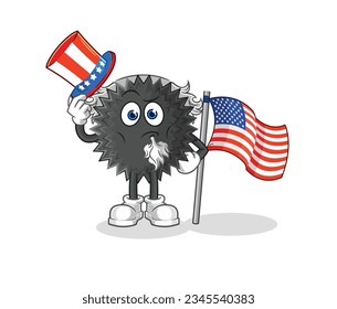 the sea urchin uncle sam character. cartoon mascot vector