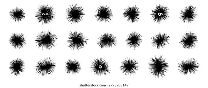 Sea urchin vector icon set. Ocean hedgehog silhouette, spiny sea animal