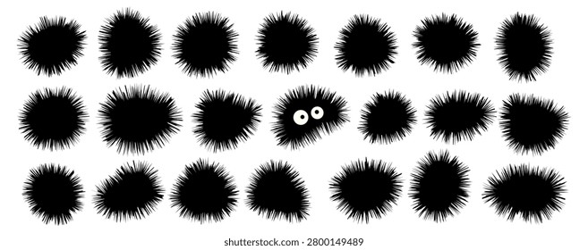 Sea urchin vector icon set. Ocean hedgehog silhouette, spiny sea animal