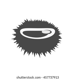 Sea urchin vector pattern monochrome variant. Seafood illustration for packaging, logos, and patterns. Healthy eating marine products concept. Cooked sea urchin on blue background.