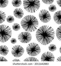 Corchinas marinas de una línea vectorial clipart interangular girginal sin costuras. Elementos vectoriales dibujados con tinta. Bonito patrón para el diseño de tejidos 