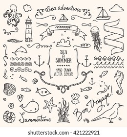 Sea vacation design elements.