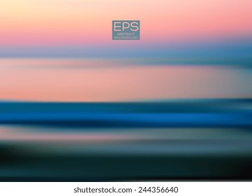 Sea. Vector art. Illustration of soft colored abstract background. Web and mobile interface template. Travel corporate website design. Minimalistic backdrop.Editable. Blurred. Landscape. Light rays