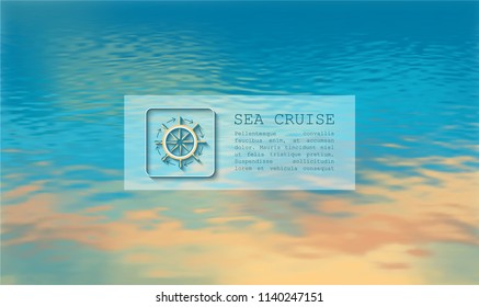 Sea vector background calm and clear. Marine panoramic landscape