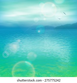 Sea vector background calm and clear. Marine landscape