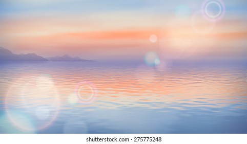 Sea vector background calm and clear. Marine panoramic landscape