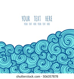 Sea vector background. Decorative card with waves
