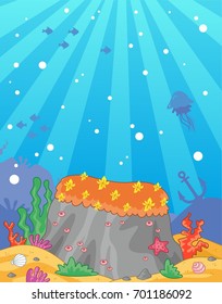 Sea vector background. Ocean under water