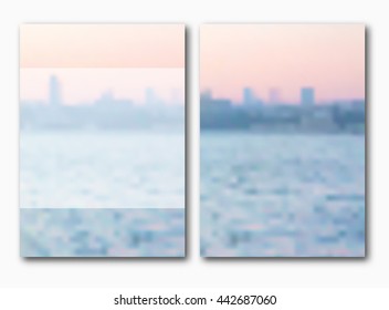 Sea vector backgrounds or cards with sunset.