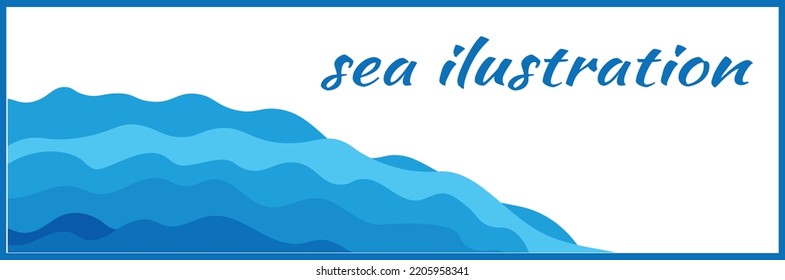 mar・ilustración. vector con mezcla azul en fondo blanco
