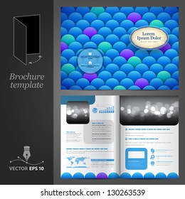 Sea vector brochure template design with blue squama for restaurant. EPS 10