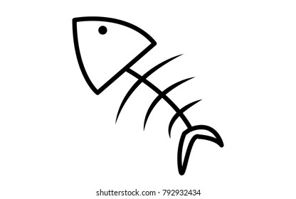 sea vector ocean symbol background bone fish icon dead food shape life sign animal head spine bones fishing black skeleton