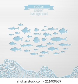 Sea vector paper background. There is place for your text.