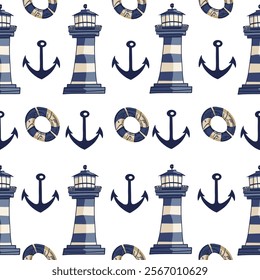 Sea Vector Patterns: Ships, Anchors, and Waves