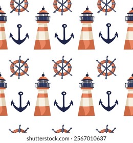 Sea Vector Patterns: Ships, Anchors, and Waves