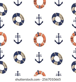 Sea Vector Patterns: Ships, Anchors, and Waves