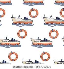 Sea Vector Patterns: Ships, Anchors, and Waves