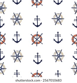 Sea Vector Patterns: Ships, Anchors, and Waves