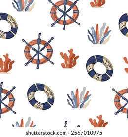 Sea Vector Patterns: Ships, Anchors, and Waves